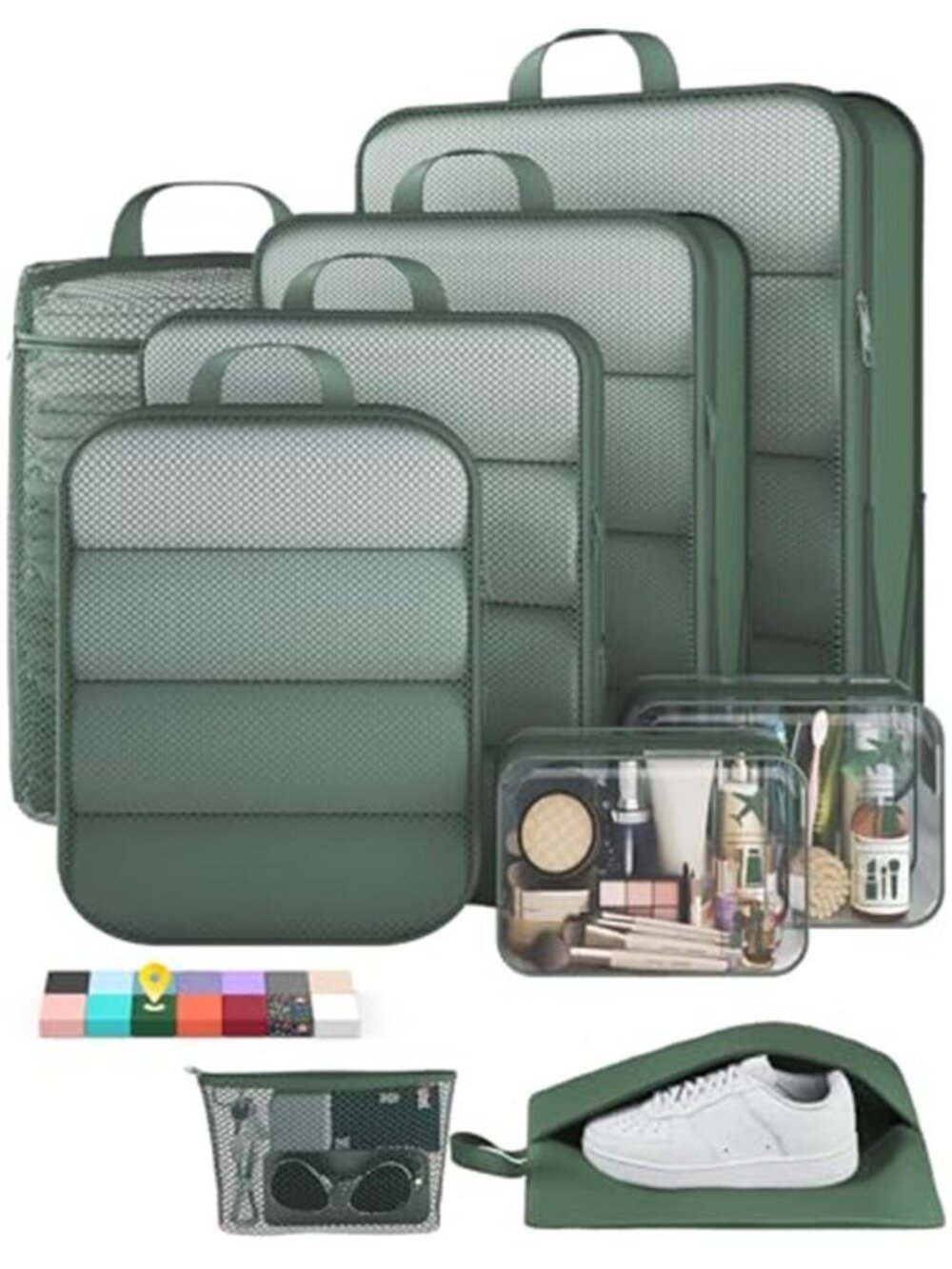 9 Piece Compression Packing Cubes Travel Organizer Luggage Storage Bags Set